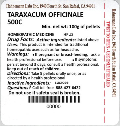 Taraxacum Officinale 500C 100g - Taraxacum Officinale 500C 100g
